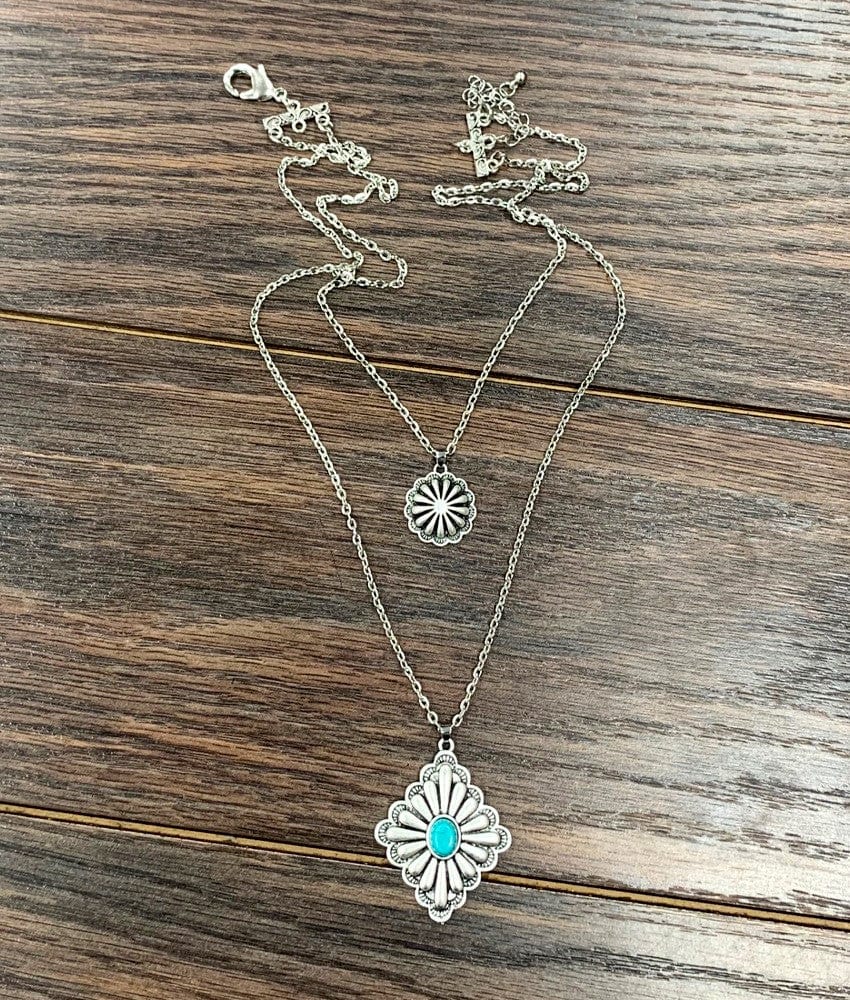 Layered Concho Necklace In Turquoise - Infinity Raine