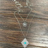 Layered Concho Necklace In Turquoise - Infinity Raine