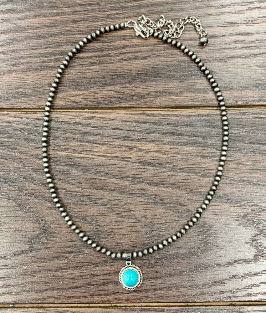 Navajo Pearl Turquoise Charm Necklace - Infinity Raine