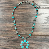 Navajo Squash Blossom Turquoise Necklace - Infinity Raine