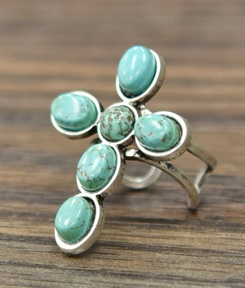 Cross Turquoise Ring In Silver - Infinity Raine