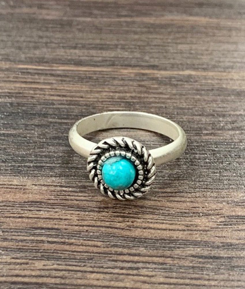 Turquoise Dainty Ring In Silver - Infinity Raine