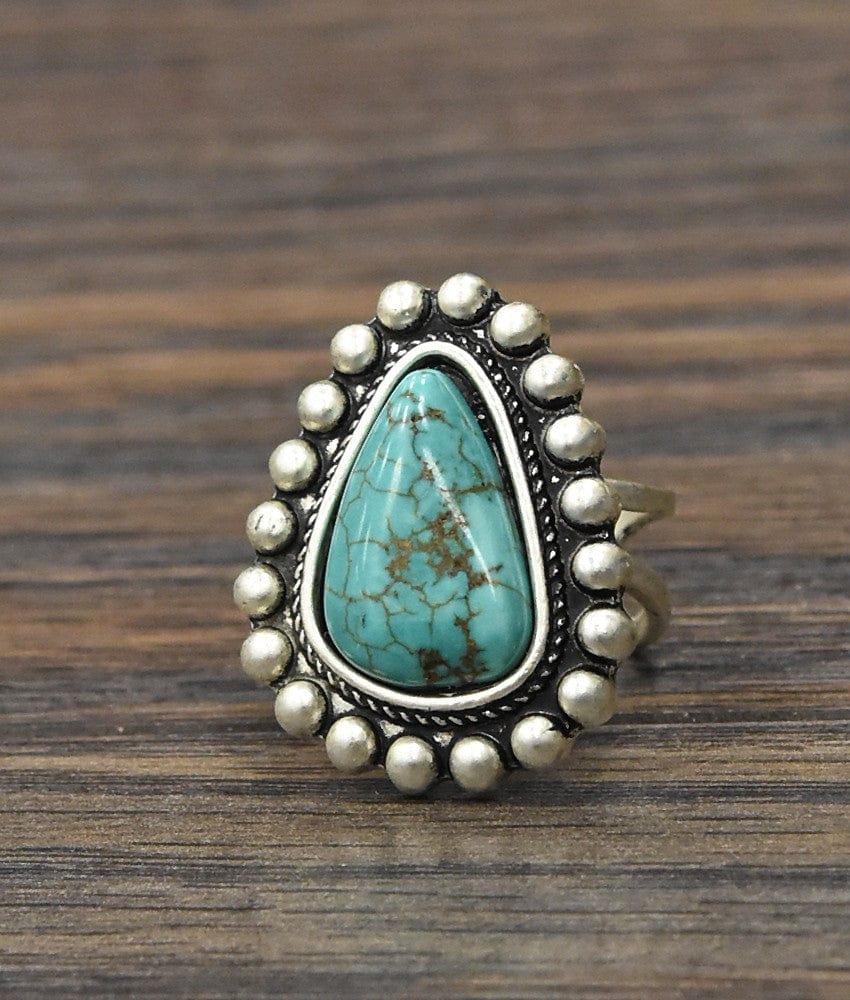 Turquoise Tear Drop Ring In Silver - Infinity Raine