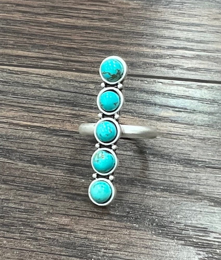 Turquoise Vertical Ring In Silver - Infinity Raine