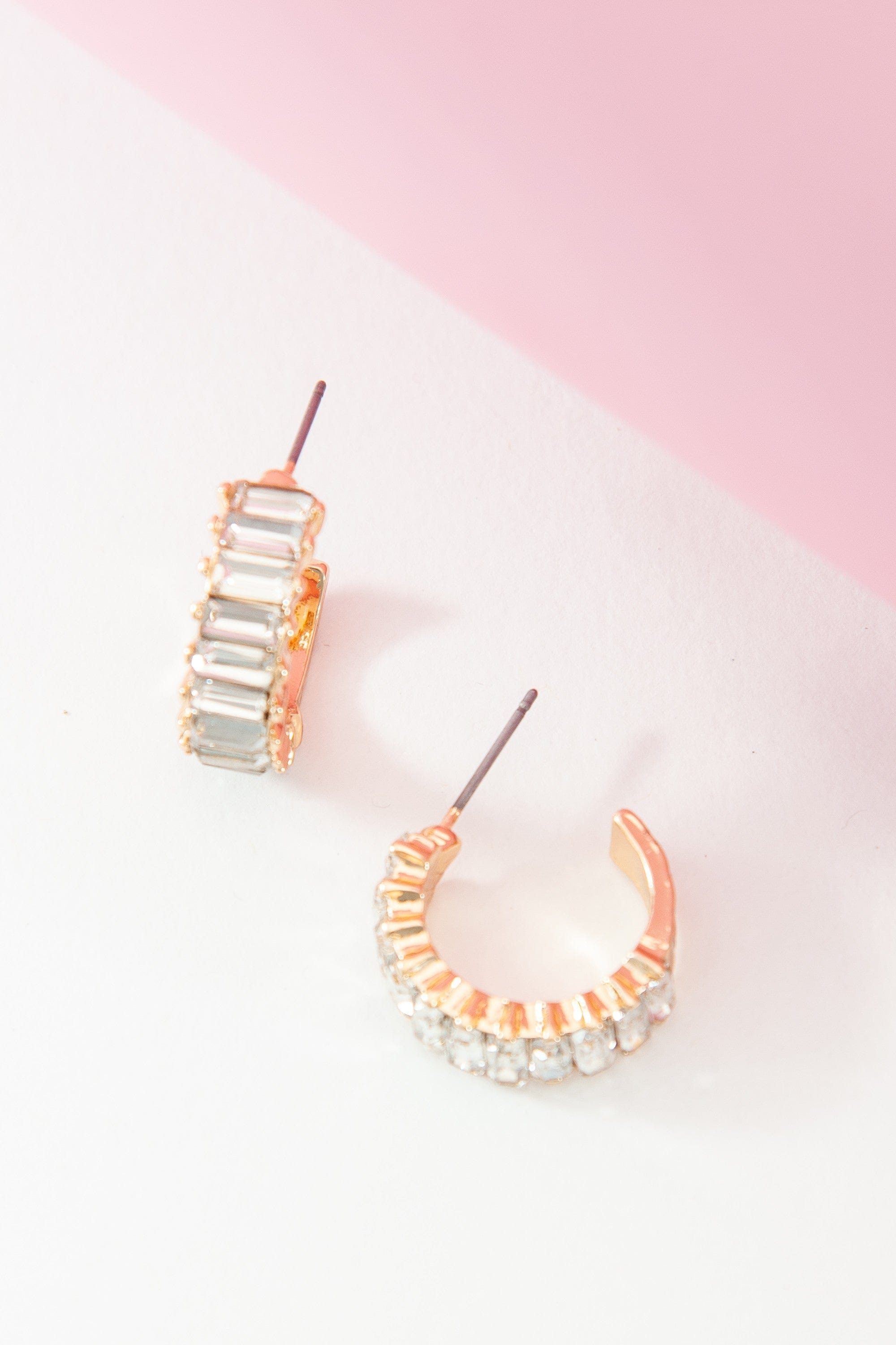 Baguette Stone Circle Hoops In Gold - Infinity Raine