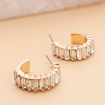 Baguette Stone Circle Hoops In Gold - Infinity Raine