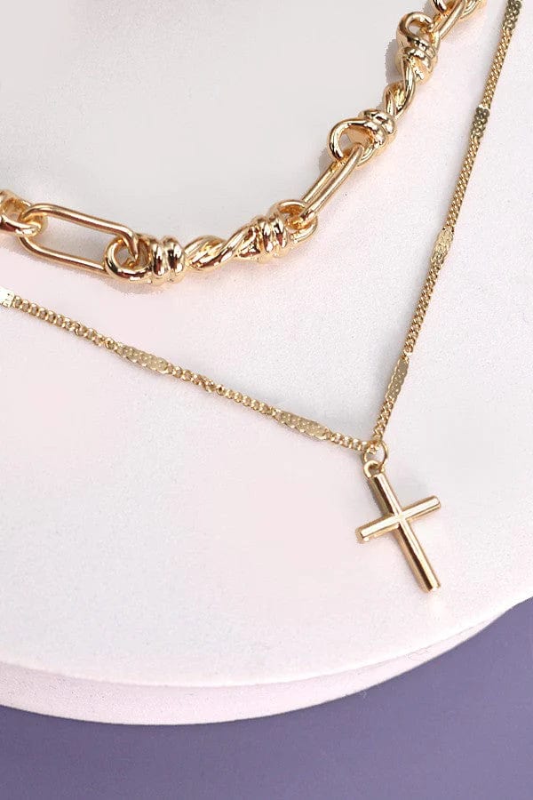 Double Row Cross Layer Necklace - Infinity Raine