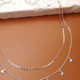 Layered Star Drop Necklace In Silver - Infinity Raine