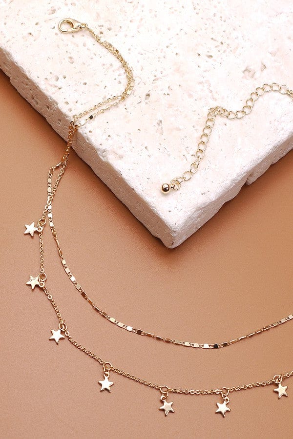 Layered Star Drop Necklace In Silver - Infinity Raine