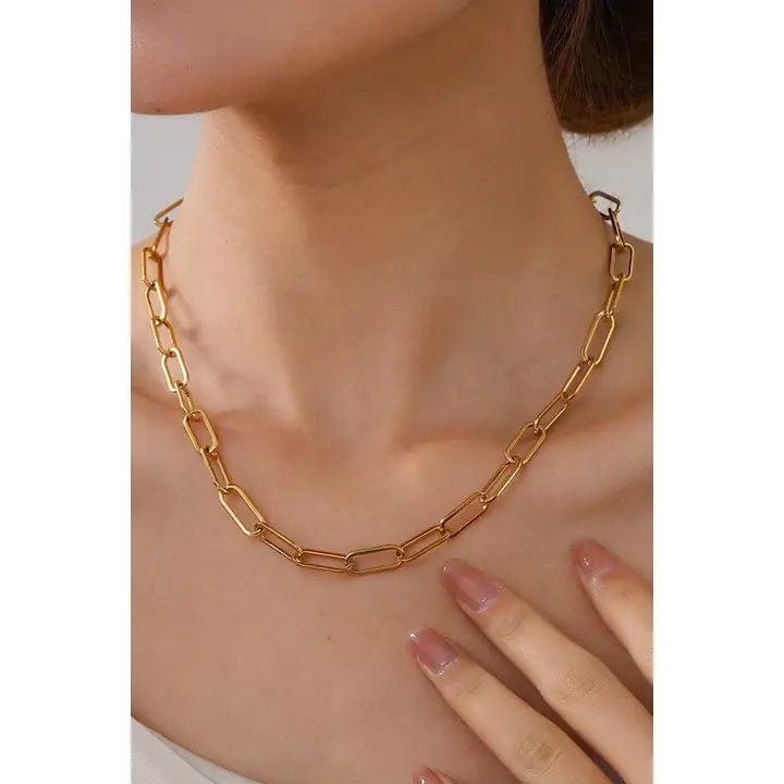 Paperclip Chain Necklace In Gold - Infinity Raine