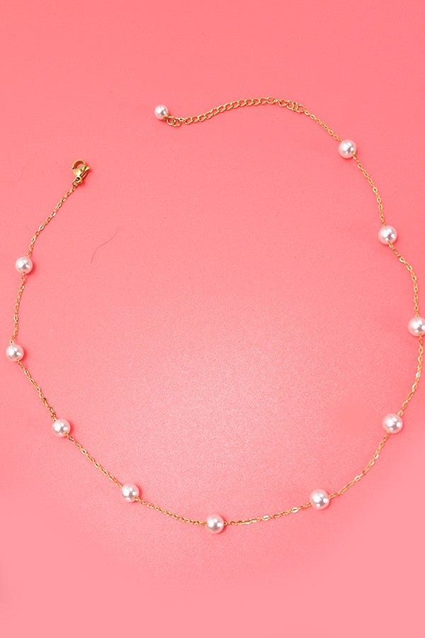 Pearl Station Necklace In Gold - Infinity Raine