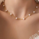 Pearl Station Necklace In Gold - Infinity Raine