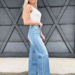 L.T.J. Gia Almost Slouchy Wide Leg Jeans In Medium - Infinity Raine