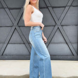 L.T.J. Gia Almost Slouchy Wide Leg Jeans In Medium - Infinity Raine