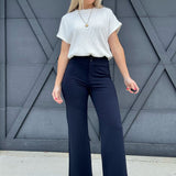 Letter To Juliet Ponte Wide Leg Pants In Navy - Infinity Raine