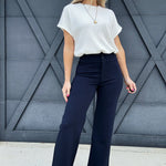 Letter To Juliet Ponte Wide Leg Pants In Navy - Infinity Raine