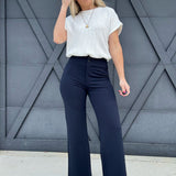 Letter To Juliet Ponte Wide Leg Pants In Navy - Infinity Raine