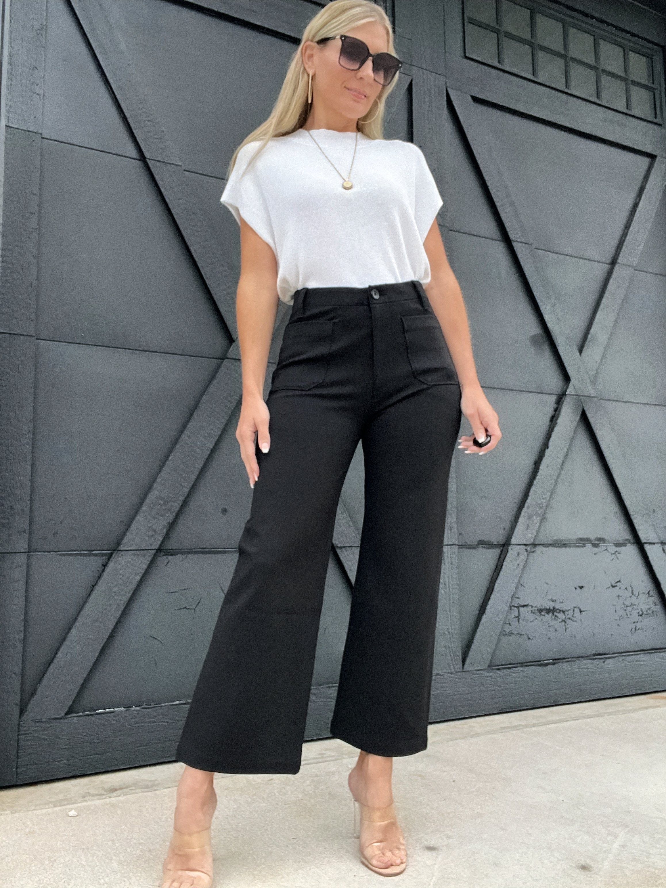 Letters To Juliet Cropped Dress Pants-Black - Infinity Raine