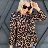 Puff Sleeve Bow Tie Shirt In Leopard - Infinity Raine