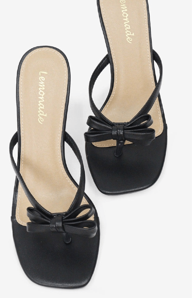 Bow Tie Sandal Heels In Black - Infinity Raine