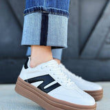 Chunky Platform Low Top Sneakers In White - Infinity Raine