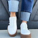 Chunky Platform Low Top Sneakers In White - Infinity Raine