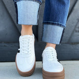 Chunky Platform Low Top Sneakers In White - Infinity Raine