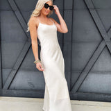 LOUCIA Dresses Paula Bias Satin Slip Dress In Pearl