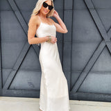 LOUCIA Dresses Paula Bias Satin Slip Dress In Pearl