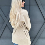 Mid Length Waist Tie Trench Coach In Khaki - Infinity Raine