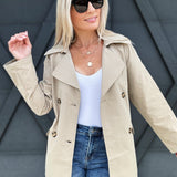 Mid Length Waist Tie Trench Coach In Khaki - Infinity Raine