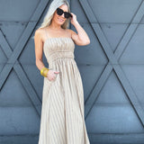 Striped Sundress In Beige - Infinity Raine