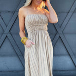 Striped Sundress In Beige - Infinity Raine