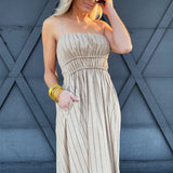 Striped Sundress In Beige - Infinity Raine