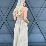 Striped Sundress In Beige - Infinity Raine