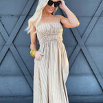 Striped Sundress In Beige - Infinity Raine