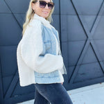 Sherpa Denim Jacket-Denim - Infinity Raine