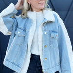 Sherpa Denim Jacket-Denim - Infinity Raine