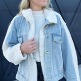 Sherpa Denim Jacket-Denim - Infinity Raine