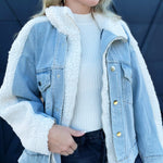 Sherpa Denim Jacket-Denim - Infinity Raine