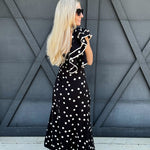 One Shoulder Ruffle Maxi Dress In Black - Infinity Raine