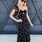 One Shoulder Ruffle Maxi Dress In Black - Infinity Raine