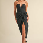 Sweet Heart Bustier Midi Dress In Black - Infinity Raine