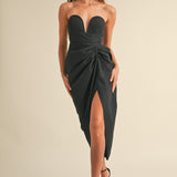 Sweet Heart Bustier Midi Dress In Black - Infinity Raine