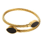 Stainless Steal Enamel Round Bangle Bracelet In Black - Infinity Raine