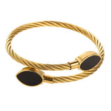 Stainless Steal Enamel Round Bangle Bracelet In Black - Infinity Raine