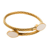 Stainless Steal Enamel Round Bangle Bracelet In White - Infinity Raine