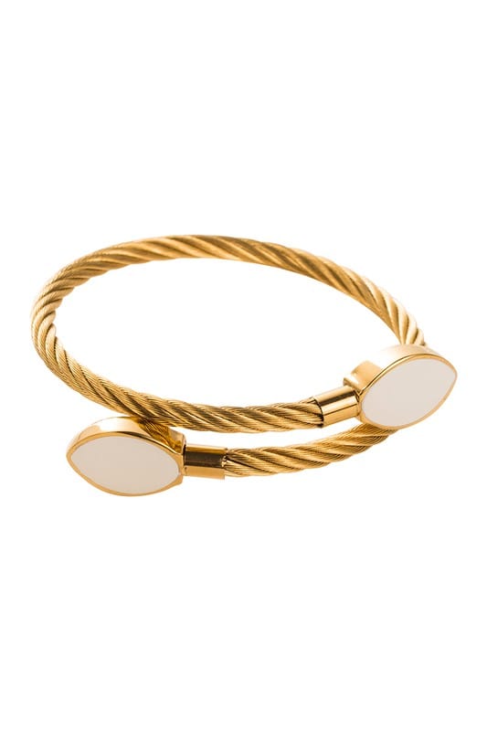 Stainless Steal Enamel Round Bangle Bracelet In White - Infinity Raine