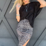 Merigold Kiss Bottoms - Skirts High Waisted Leopard Mesh Skirt In Black