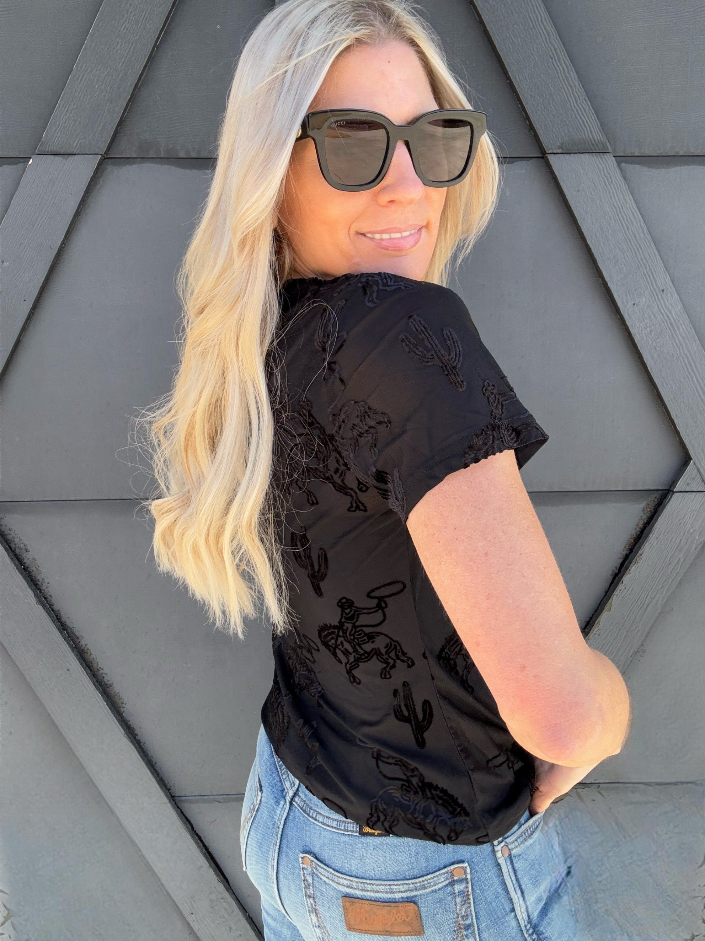 Rodeo Mesh Top In Black - Infinity Raine